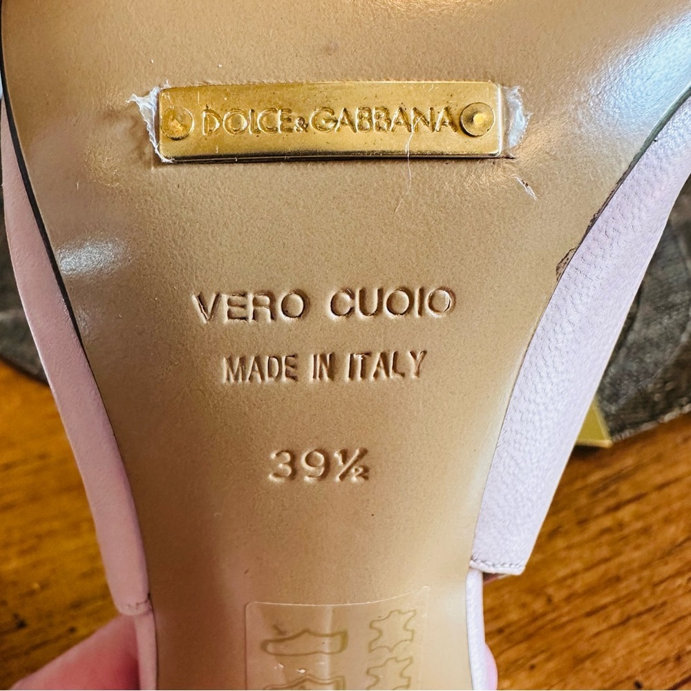 Dolce & Gabbana Pink Calfskin Slingback Stilettos Size 39.5 Italy - Picture 9 of 13